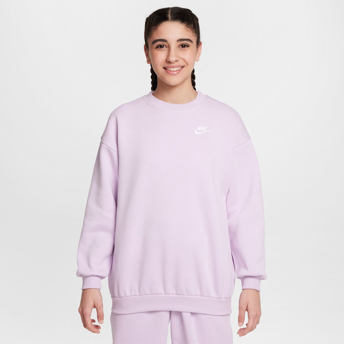 Nike Sportswear Club Fleece Oversized Crew Sweatshirt Mädchen-Flieder Nike Sportswear Club Fleece Oversized Crew Sweatshirt Mädchen-Flieder