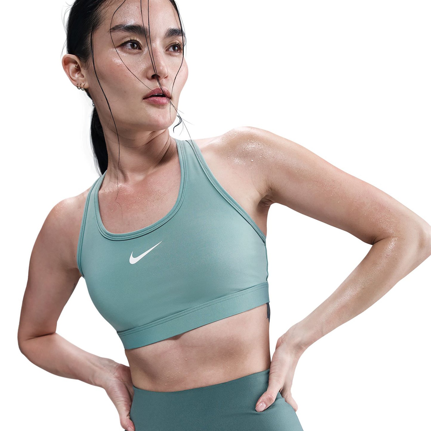Nike Swoosh Medium Support Sport-BH Damen-Salbei Nike Swoosh Medium Support Sport-BH Damen-Salbei