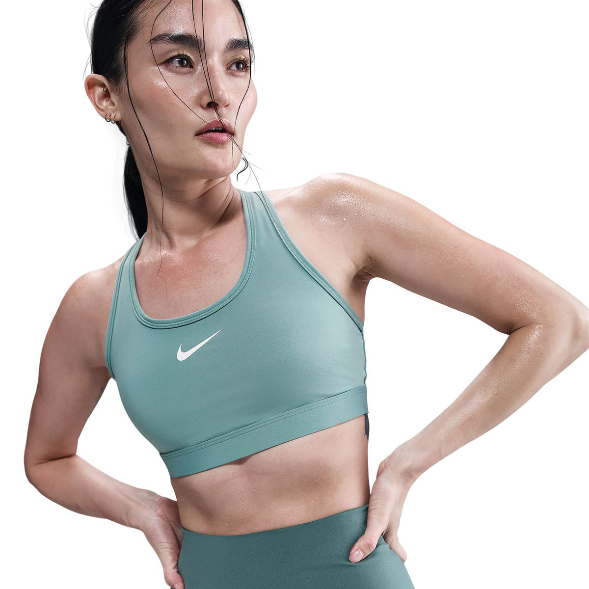 Nike Swoosh Medium Support Sport-BH Damen-Salbei Nike Swoosh Medium Support Sport-BH Damen-Salbei