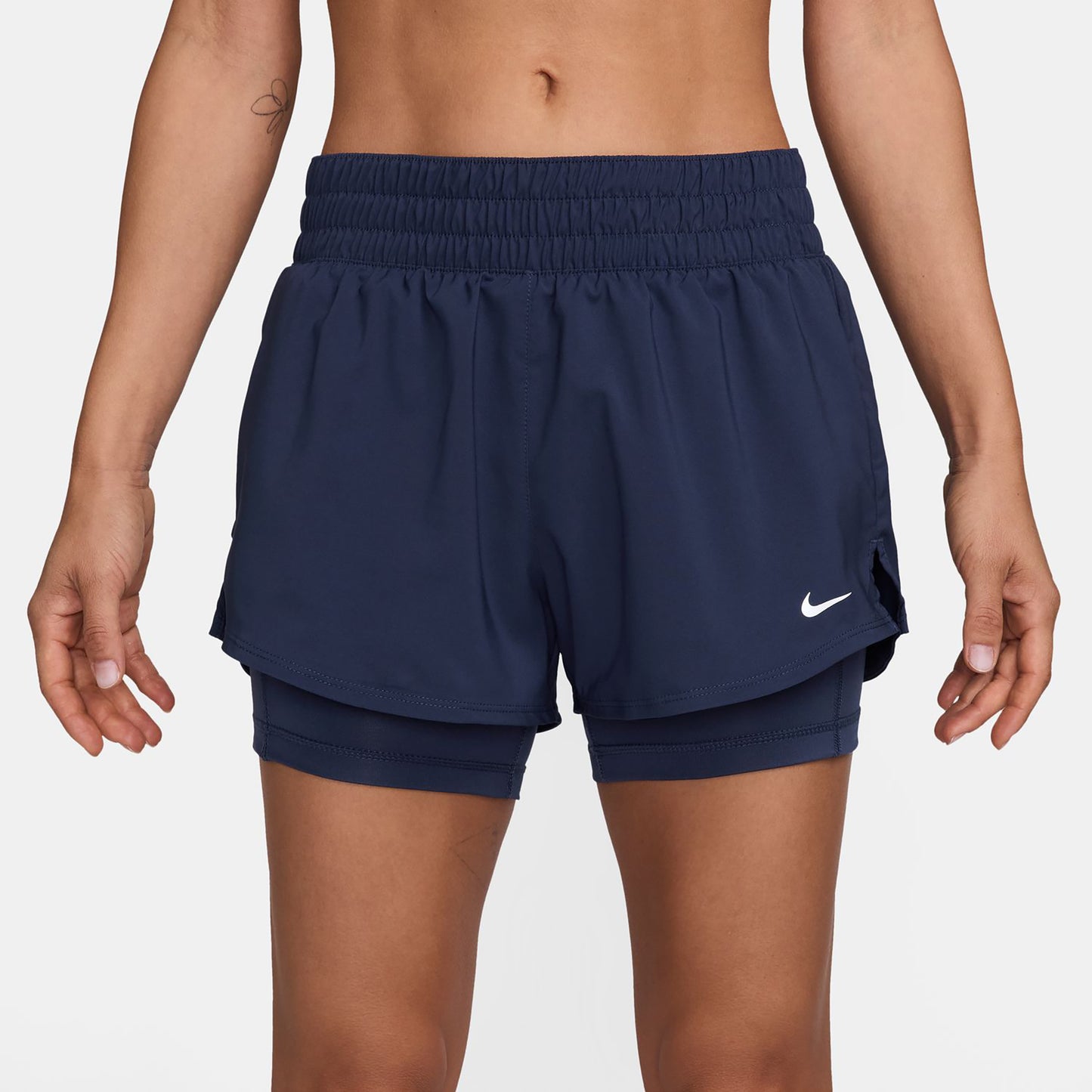 Nike One Dri-Fit Mid Rise 3In 2N1 Shorts Damen-Dunkelblau Nike One Dri-Fit Mid Rise 3In 2N1 Shorts Damen-Dunkelblau