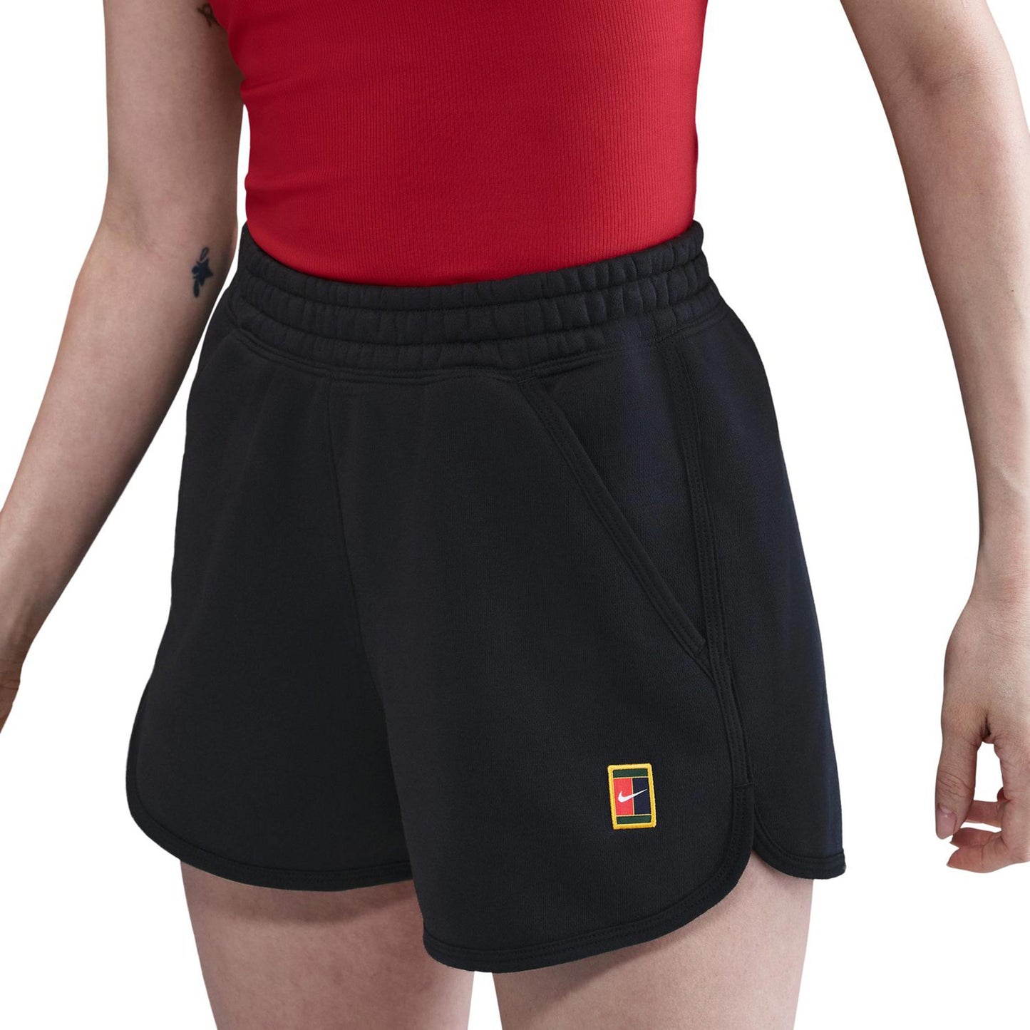 Nike Court Heritage Fleece Mid Rise Shorts Damen-Schwarz Nike Court Heritage Fleece Mid Rise Shorts Damen-Schwarz