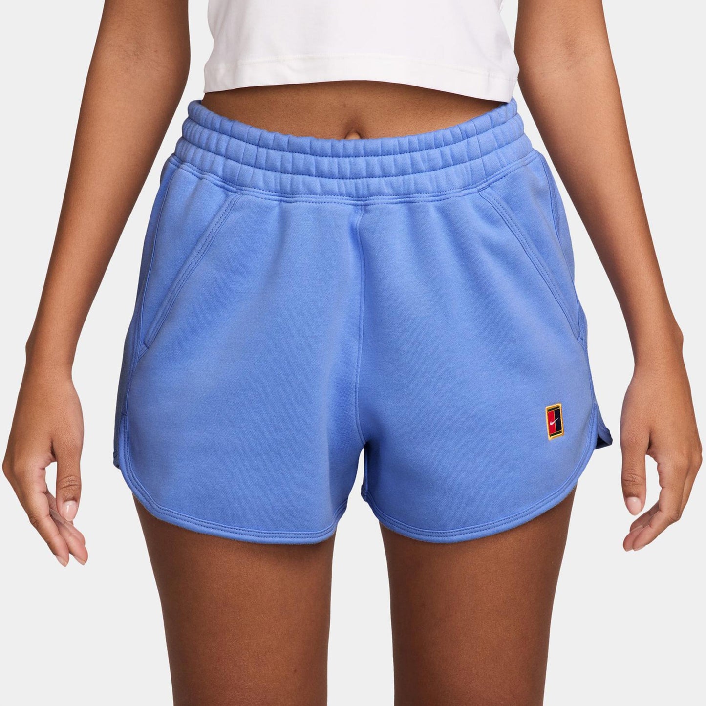 Nike Court Heritage Fleece Mid Rise Shorts Damen-Blau Nike Court Heritage Fleece Mid Rise Shorts Damen-Blau