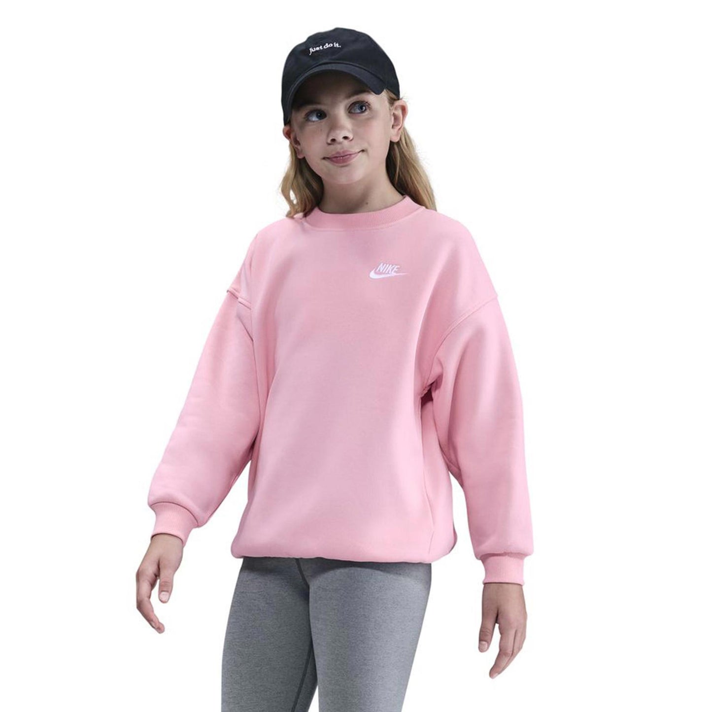 Nike Club Fleece Oversized Crew Sweatshirt Mädchen-Rosa Nike Club Fleece Oversized Crew Sweatshirt Mädchen-Rosa