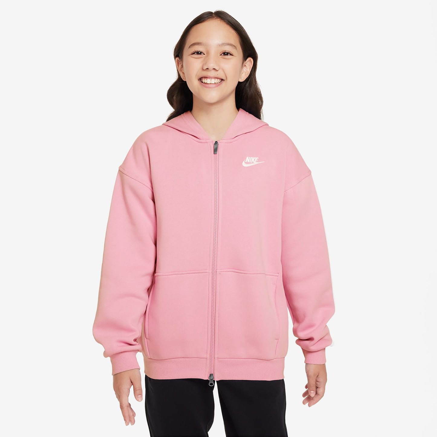 Nike Club Fleece Oversized Full-Zip Sweatjacke Mädchen-Rosa Nike Club Fleece Oversized Full-Zip Sweatjacke Mädchen-Rosa