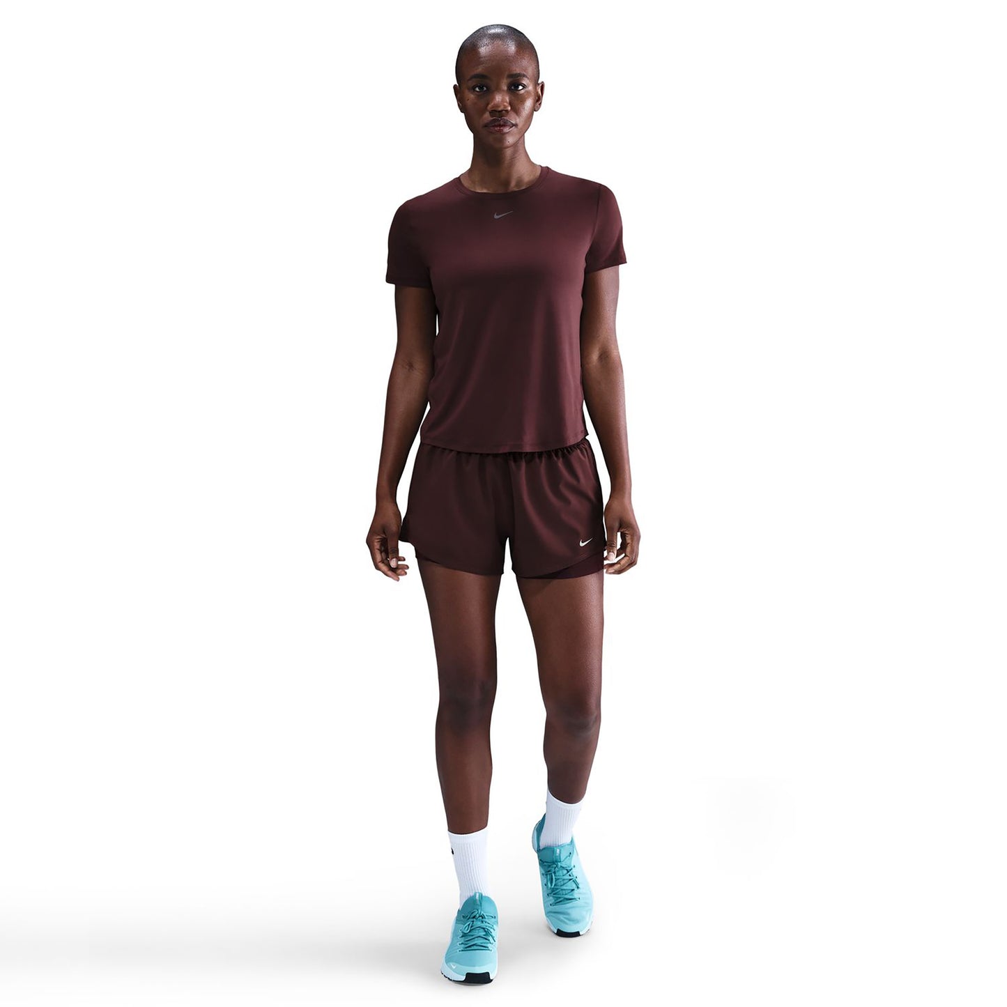 Nike Dri-Fit One Mid Rise 2in1 3in Shorts Damen - dunkelrot, silber Nike Dri-Fit One Mid Rise 2in1 3in Shorts Damen - dunkelrot, silber