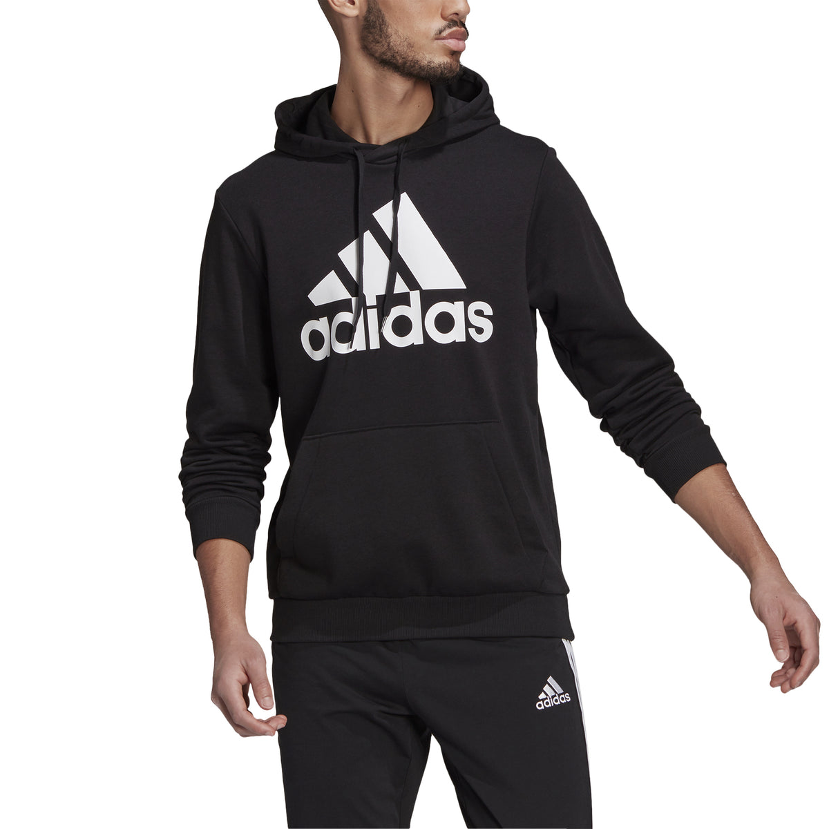 adidas Big Logo French Terry Hoody Herren-schwarz, weiß adidas Big Logo French Terry Hoody Herren-schwarz, weiß