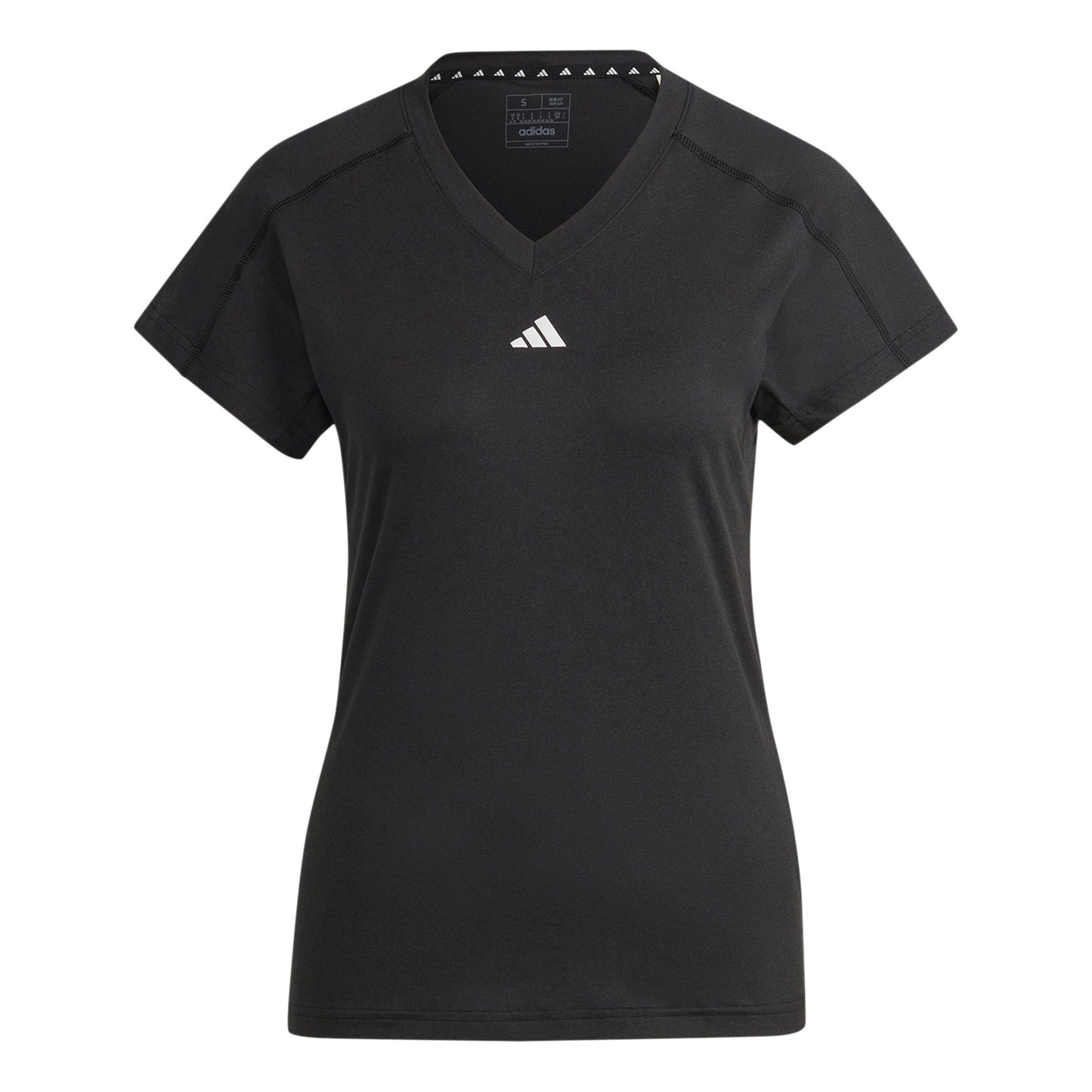 adidas Essentials AEROREADY Train Minimal Branding V-Neck T-Shirt Damen-Schwarz adidas Essentials AEROREADY Train Minimal Branding V-Neck T-Shirt Damen-Schwarz