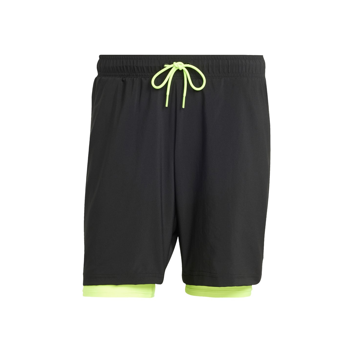 adidas 7in Club 2In1 Shorts Herren-Schwarz,Neongrün adidas 7in Club 2In1 Shorts Herren-Schwarz,Neongrün