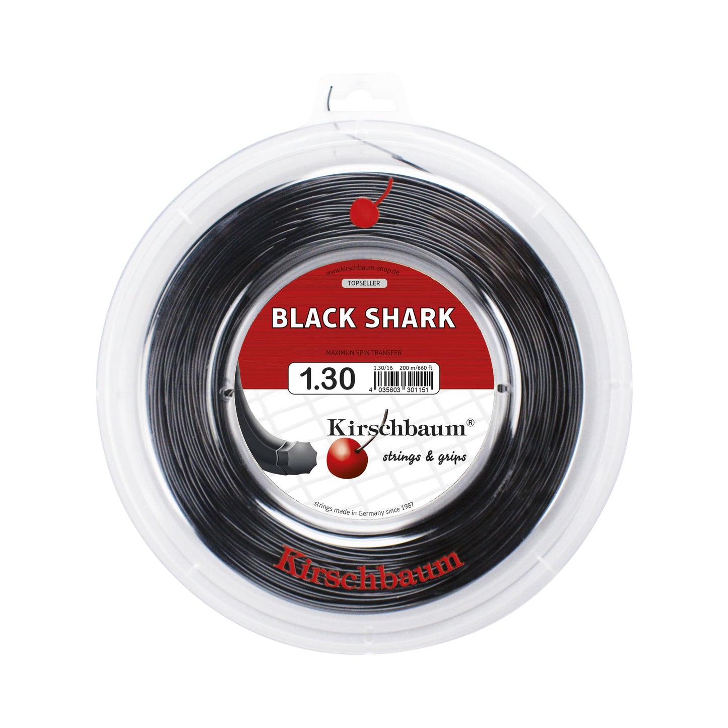 Kirschbaum Shark Saitenrolle 200m-Schwarz Kirschbaum Shark Saitenrolle 200m-Schwarz
