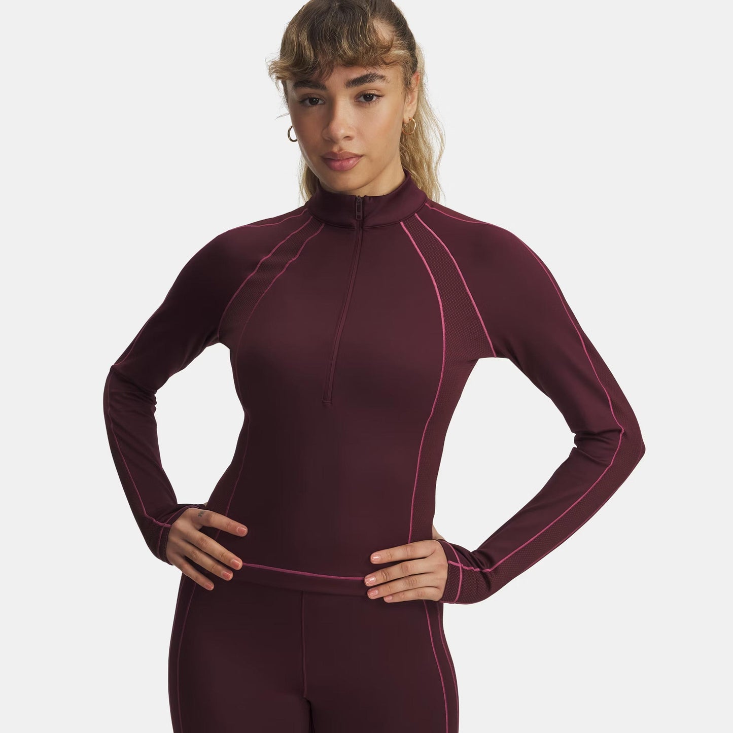 Under Armour Cold Gear Textured 1/2 Zip Longsleeve Damen-grau Under Armour Cold Gear Textured 1/2 Zip Longsleeve Damen-grau