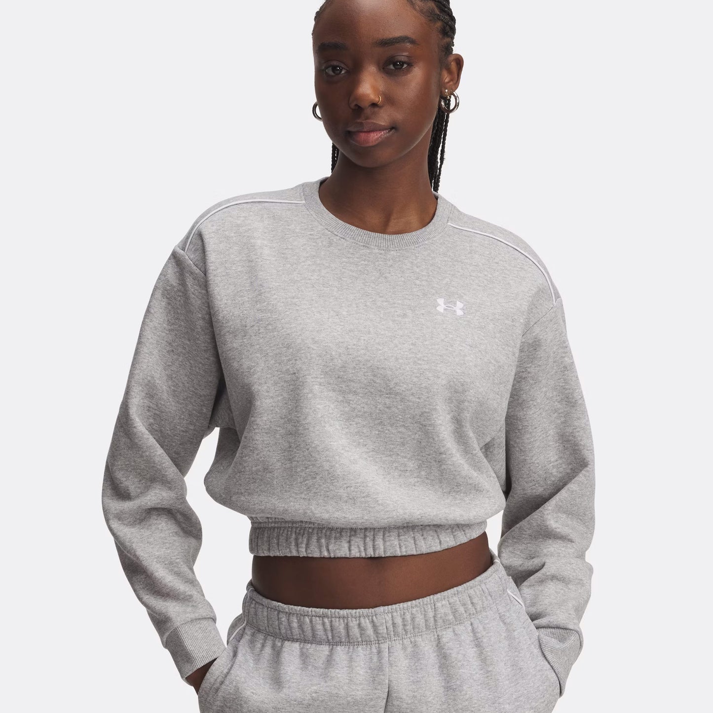 Under Armour Rival Fleece Piped Crew Sweatshirt Damen-Hellgrau Under Armour Rival Fleece Piped Crew Sweatshirt Damen-Hellgrau