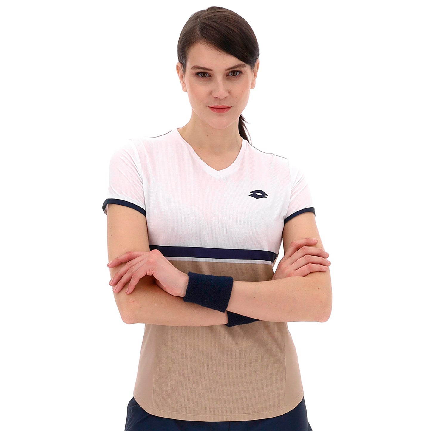 Lotto Tech V T-Shirt Damen-Beige Lotto Tech V T-Shirt Damen-Beige