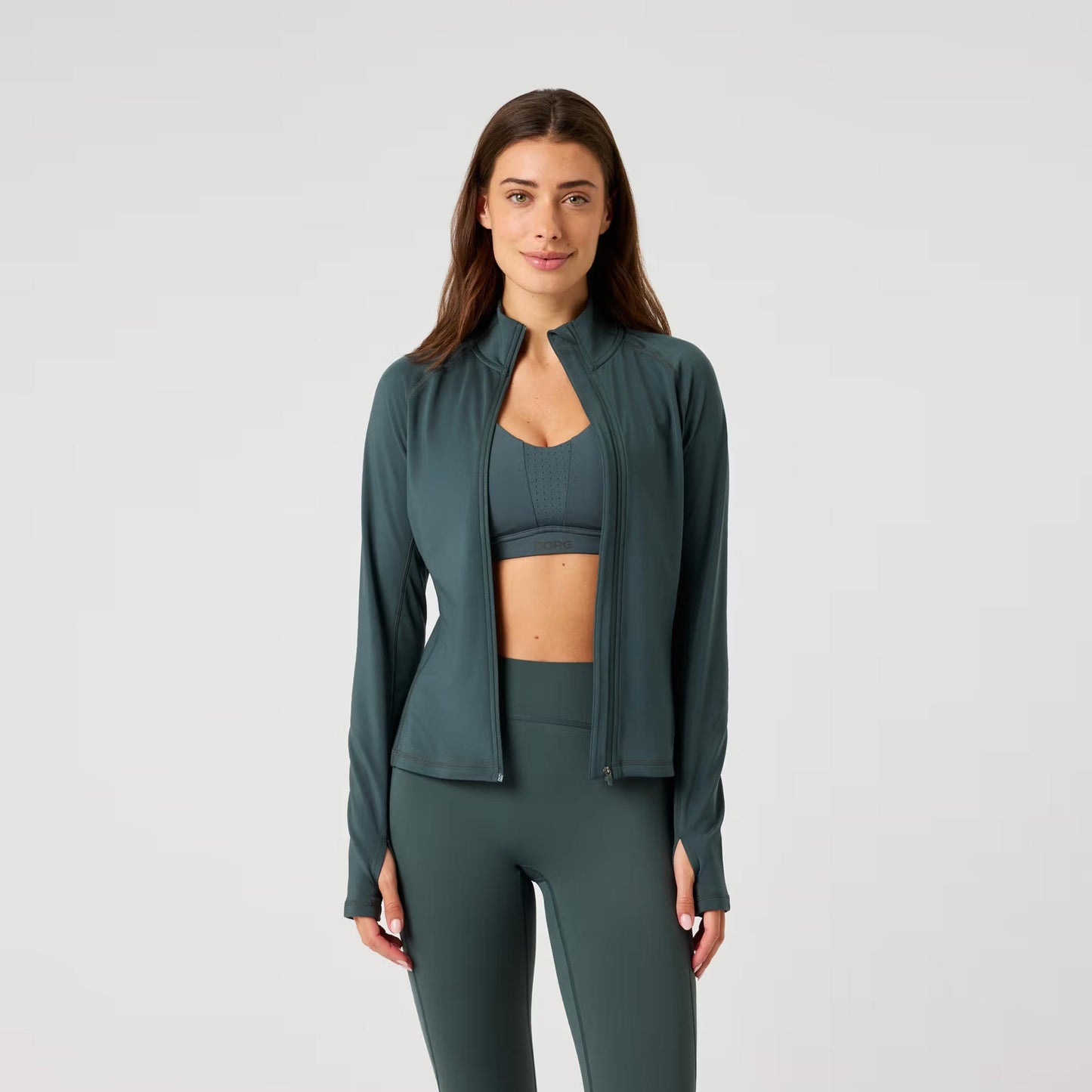 Björn Borg Full Zip Midlayer Trainingsjacke Damen-dunkelgrün Björn Borg Full Zip Midlayer Trainingsjacke Damen-dunkelgrün