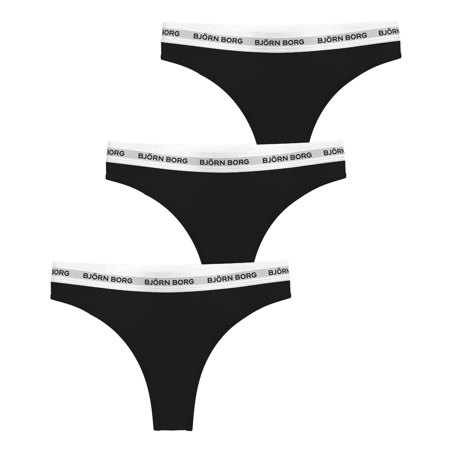 Björn Borg Logo String 3er Pack Damen-Schwarz,Weiß Björn Borg Logo String 3er Pack Damen-Schwarz,Weiß