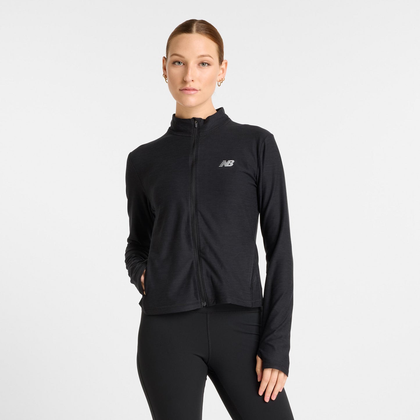 New Balance Space Dye Full Zip Trainingsjacke Damen-Schwarz New Balance Space Dye Full Zip Trainingsjacke Damen-Schwarz