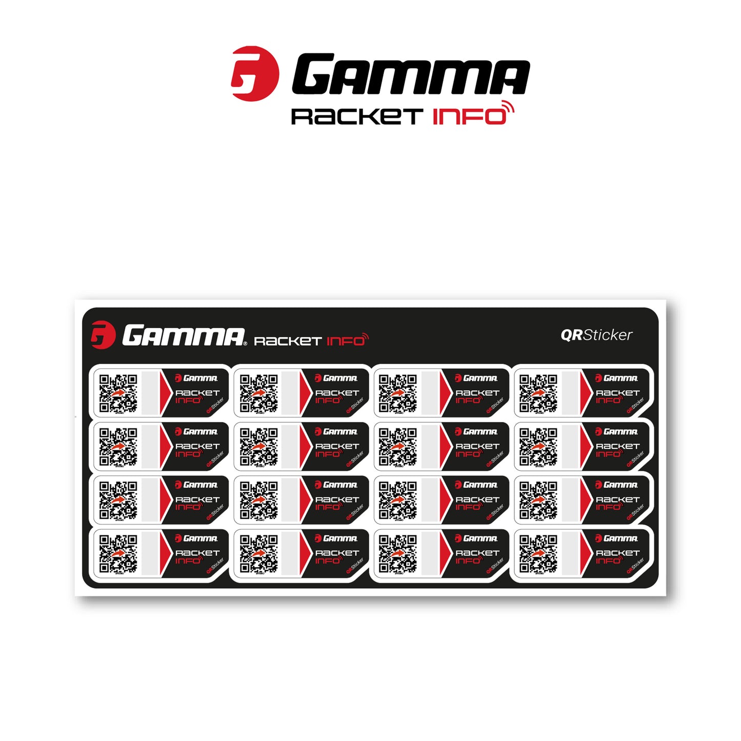 Gamma Gamma Racket Info Internationale Version Besaitungsaufkleber 16er Pack-Schwarz Gamma Gamma Racket Info Internationale Version Besaitungsaufkleber 16er Pack-Schwarz