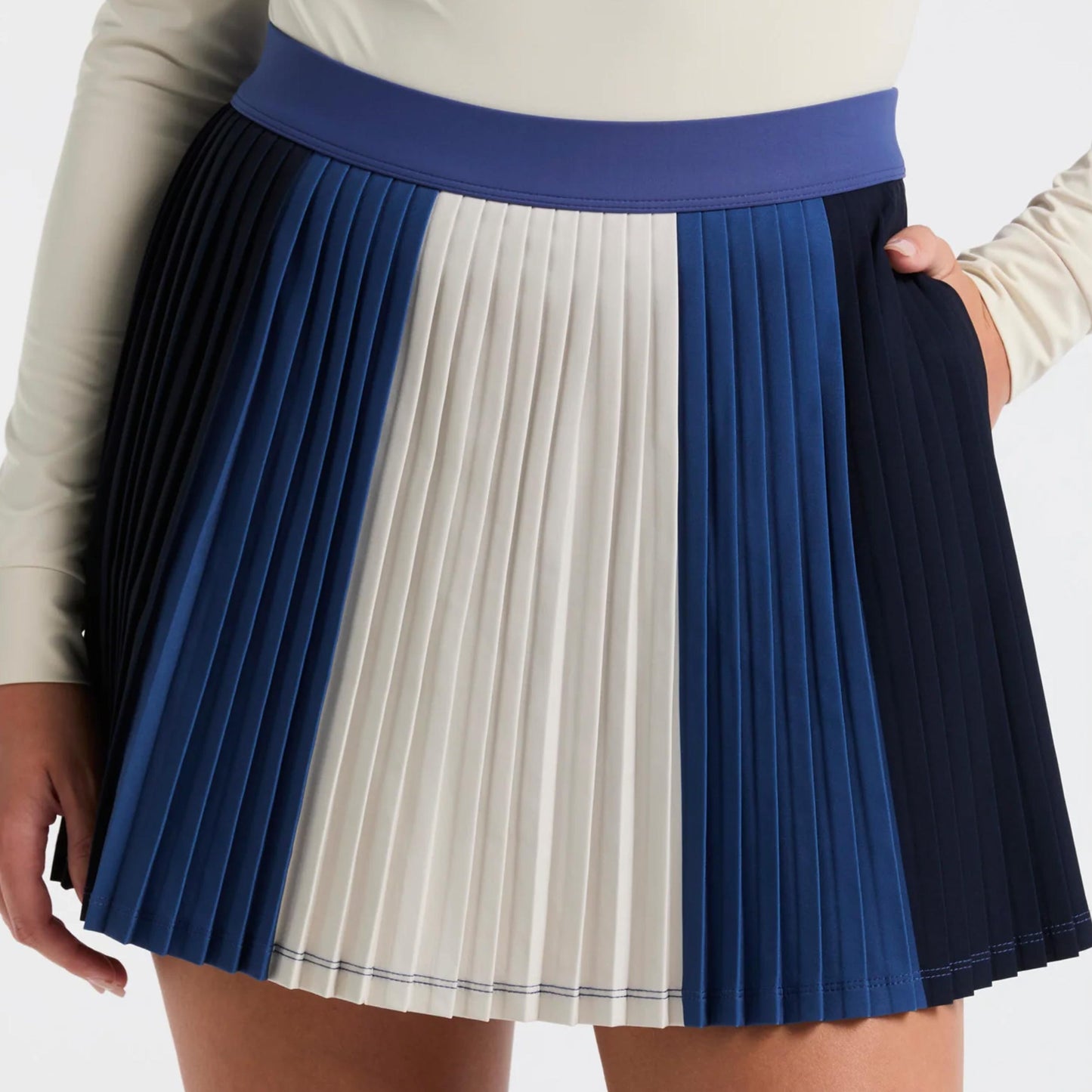 Original Penguin Micro Pleated Rock Damen-Blau,Creme Original Penguin Micro Pleated Rock Damen-Blau,Creme