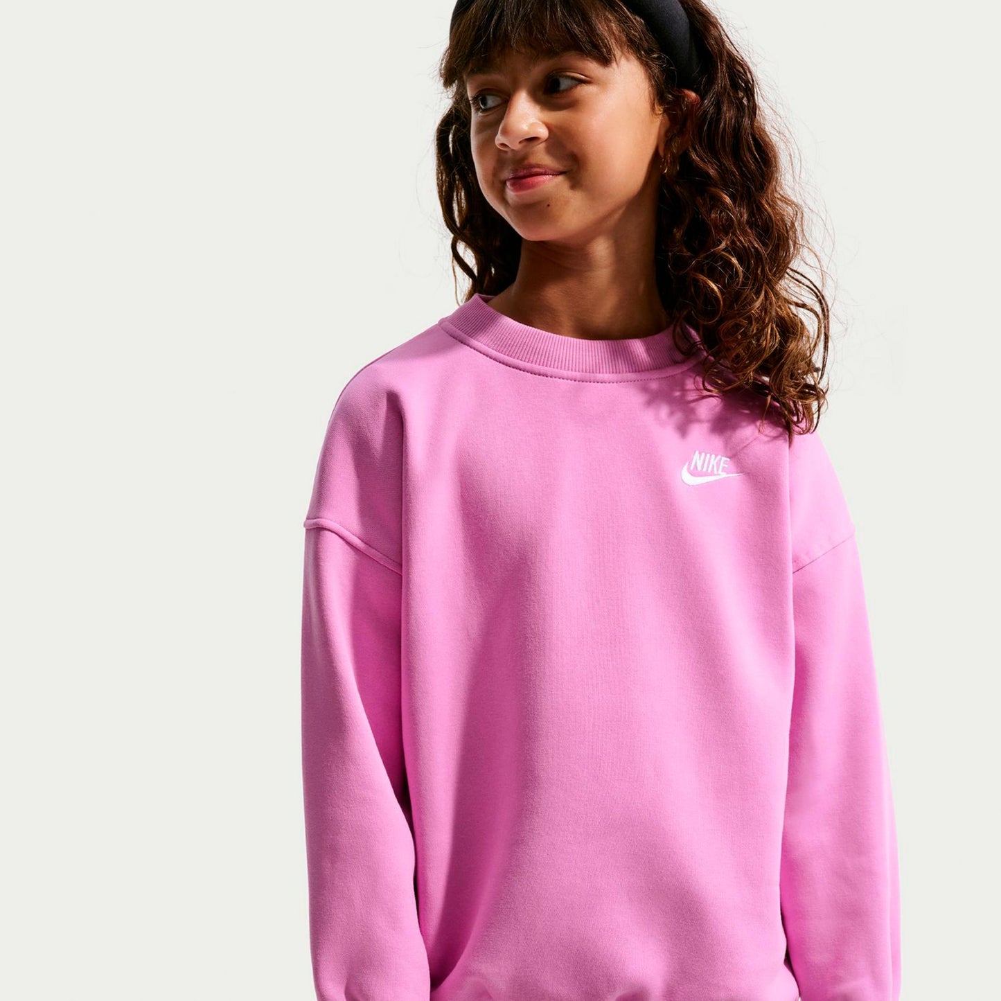 Nike Sportswear Club Fleece Oversized Crew Sweatshirt Kinder-flieder, weiß Nike Sportswear Club Fleece Oversized Crew Sweatshirt Kinder-flieder, weiß