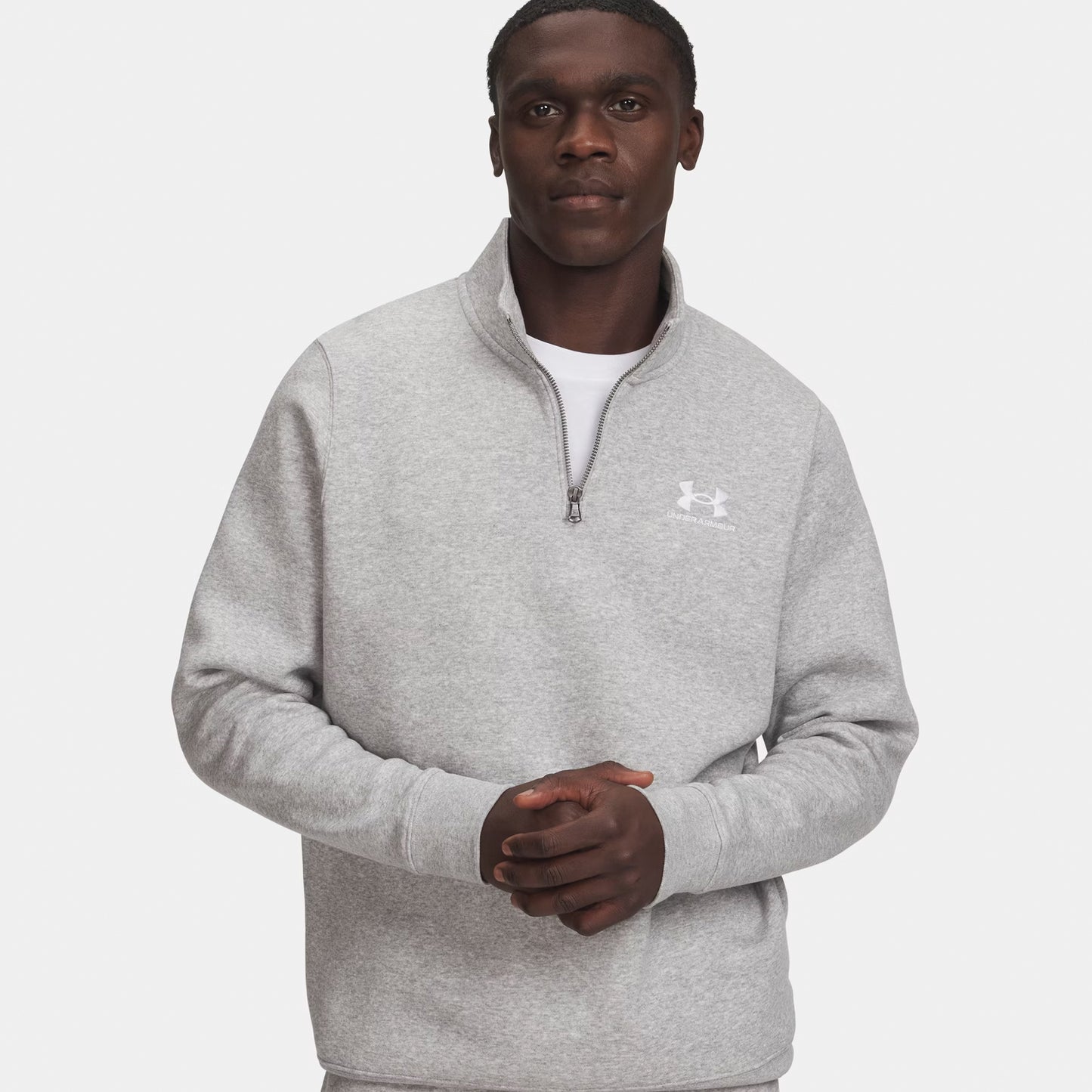 Under Armour Icon Fleece 1/4 Zip Sweatshirt Herren - grau, weiß Under Armour Icon Fleece 1/4 Zip Sweatshirt Herren - grau, weiß