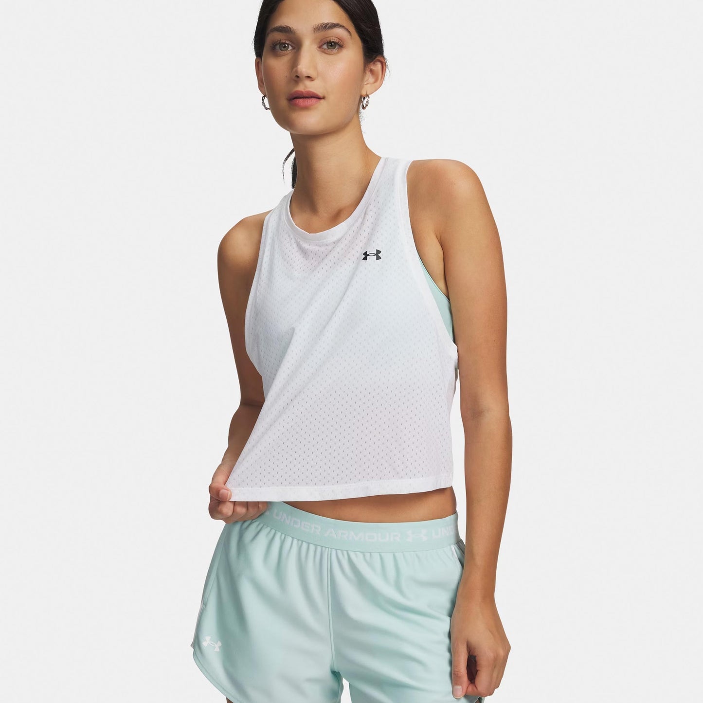 Under Armour Tech Sport Mesh Crop Tank-Top Damen-weiß, schwarz Under Armour Tech Sport Mesh Crop Tank-Top Damen-weiß, schwarz
