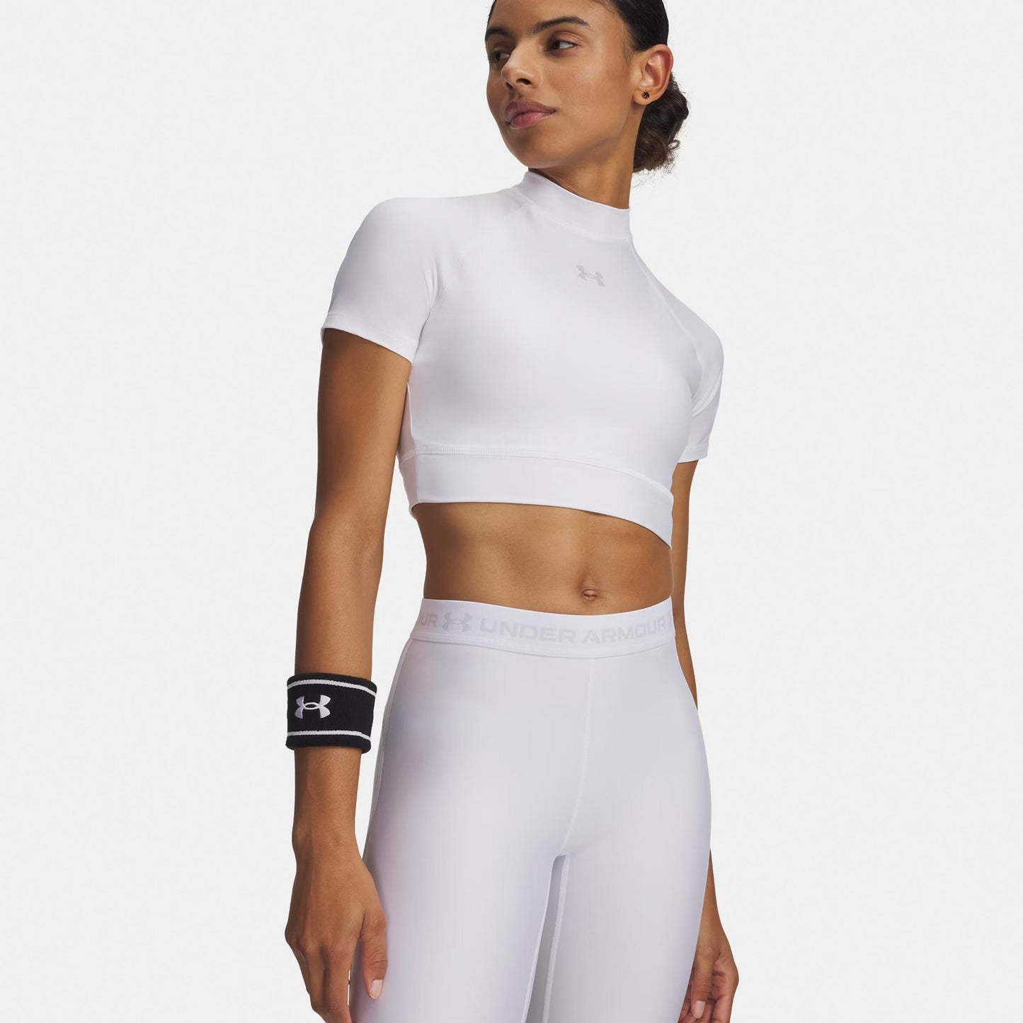Under Armour HeatGear Crop T-Shirt Damen-weiß, grau Under Armour HeatGear Crop T-Shirt Damen-weiß, grau