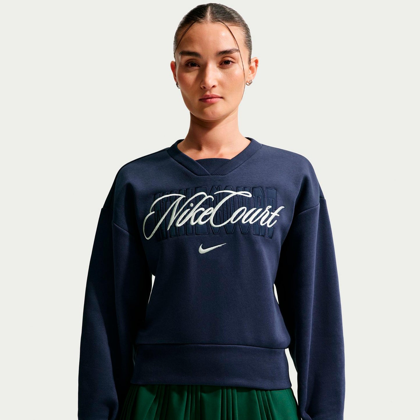 Nike Court Fleece Crew Sweatshirt Damen-dunkelblau, creme Nike Court Fleece Crew Sweatshirt Damen-dunkelblau, creme