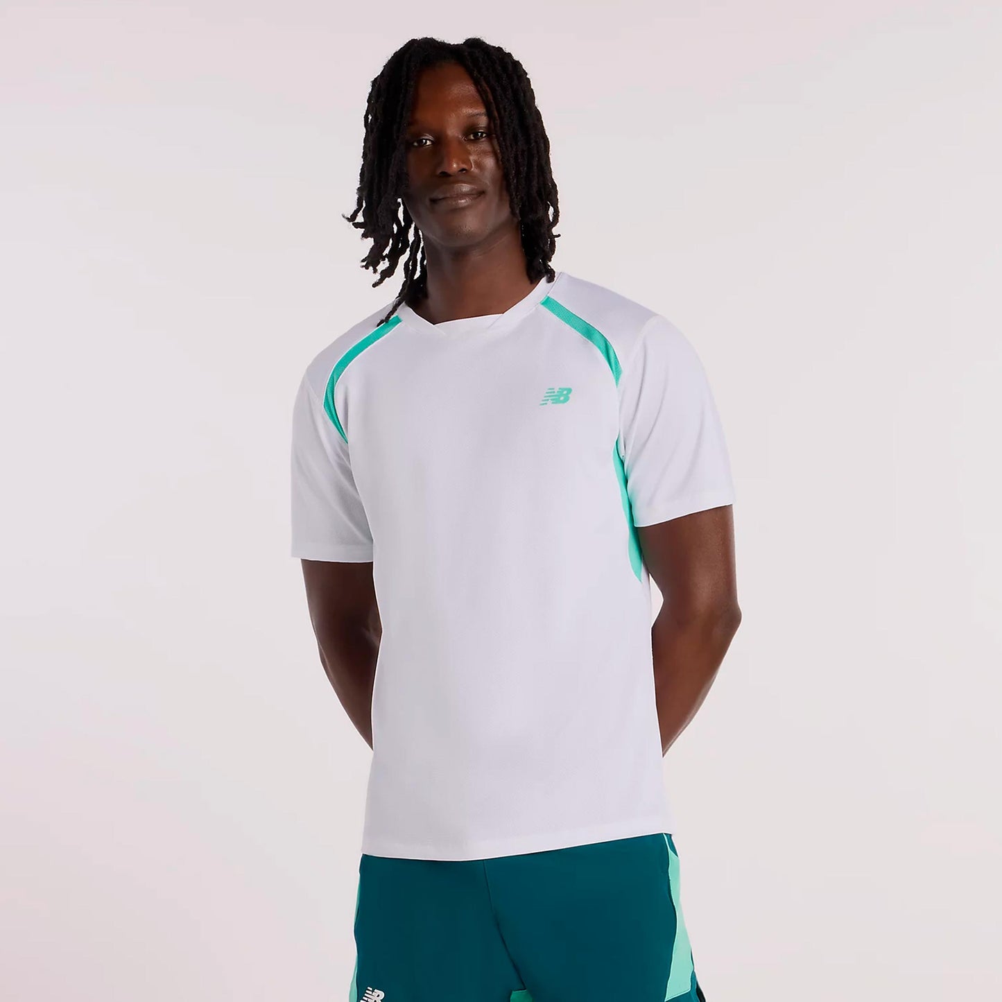 New Balance Tournament Novelty T-Shirt Herren-weiß, grün New Balance Tournament Novelty T-Shirt Herren-weiß, grün