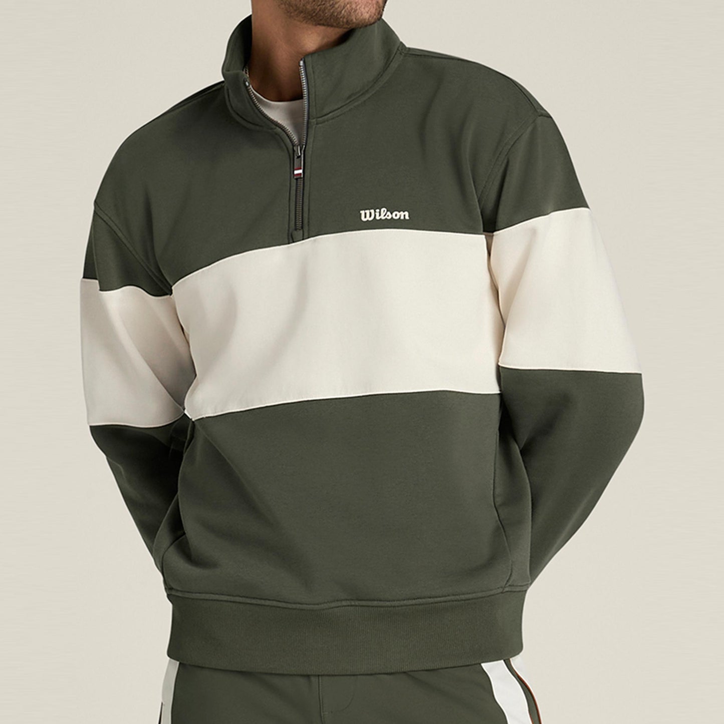 Wilson Playstate French Terry 1/2 Zip Sweatshirt Herren-dunkelgrün, sand Wilson Playstate French Terry 1/2 Zip Sweatshirt Herren-dunkelgrün, sand