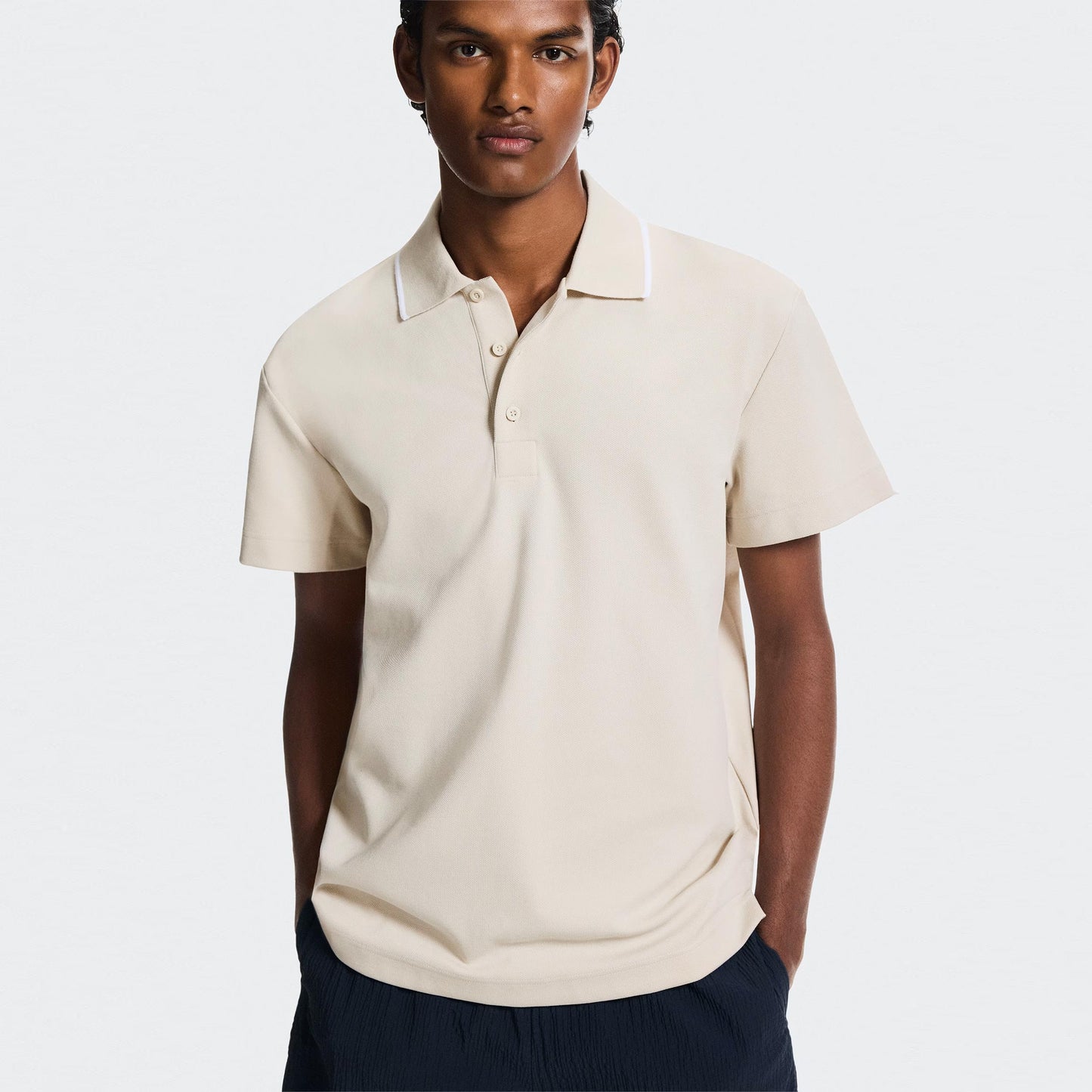 On Courtside Polo Herren - beige, weiß On Courtside Polo Herren - beige, weiß