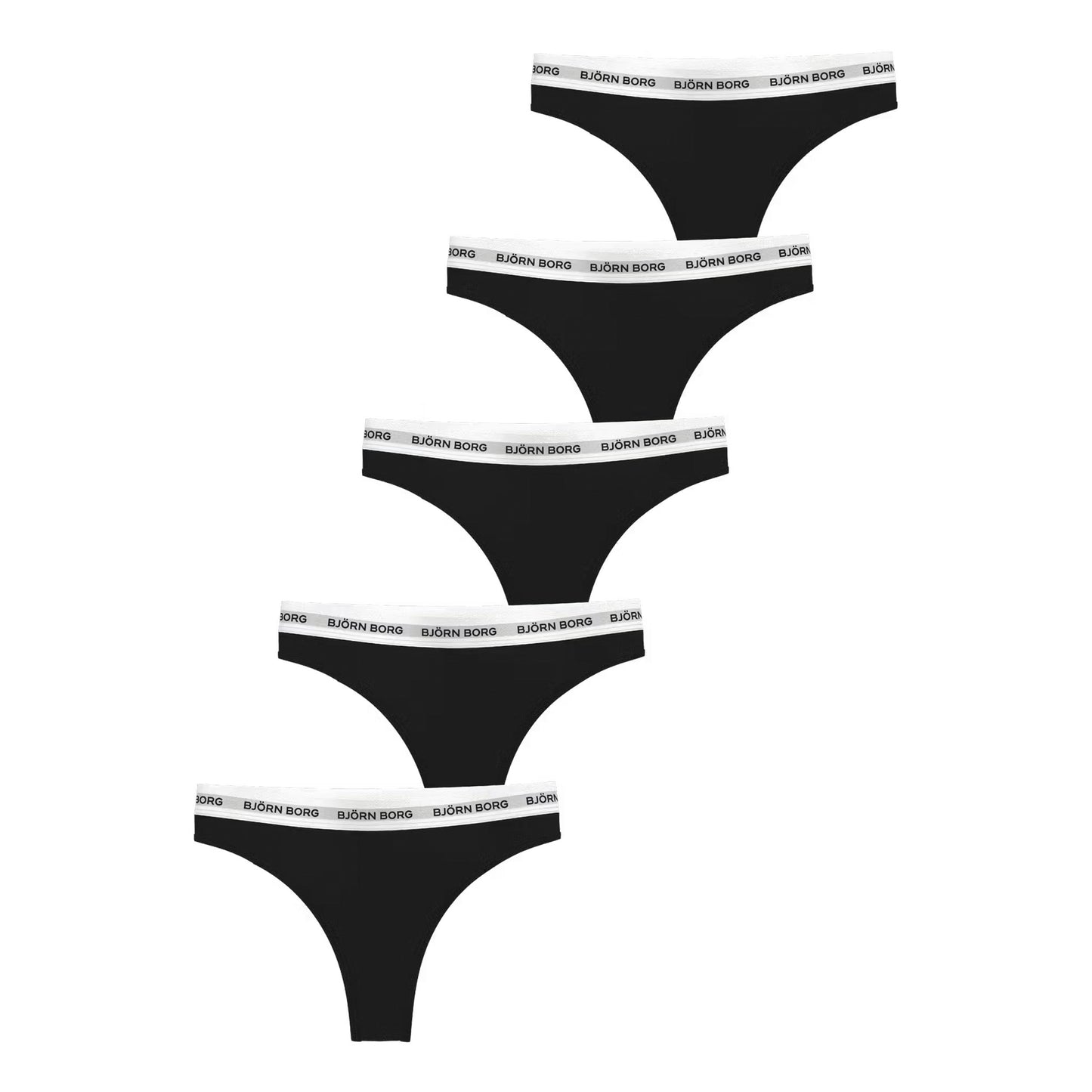 Björn Borg Logo String 5er Pack Damen - schwarz, weiß Björn Borg Logo String 5er Pack Damen - schwarz, weiß
