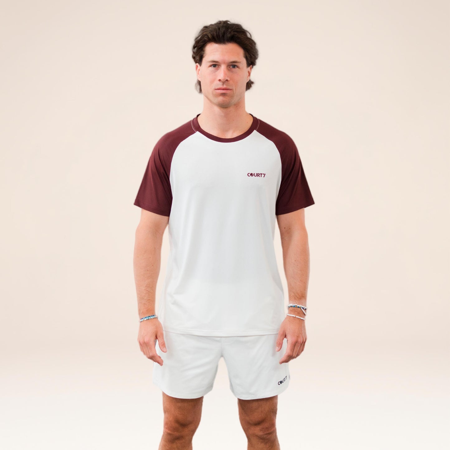 COURT7 Performance Raglan Contrast T-Shirt Herren - offwhite, rot COURT7 Performance Raglan Contrast T-Shirt Herren - offwhite, rot