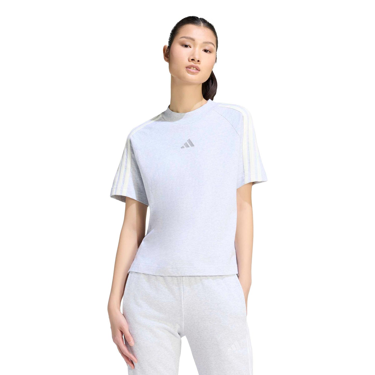 adidas 3Stripes T-Shirt Damen - hellgrau, offwhite adidas 3Stripes T-Shirt Damen - hellgrau, offwhite