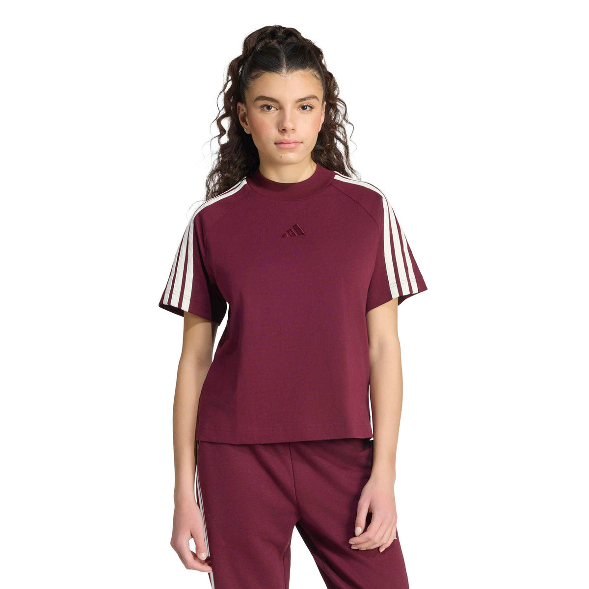 adidas 3Stripes T-Shirt Damen - weinrot, weiß adidas 3Stripes T-Shirt Damen - weinrot, weiß