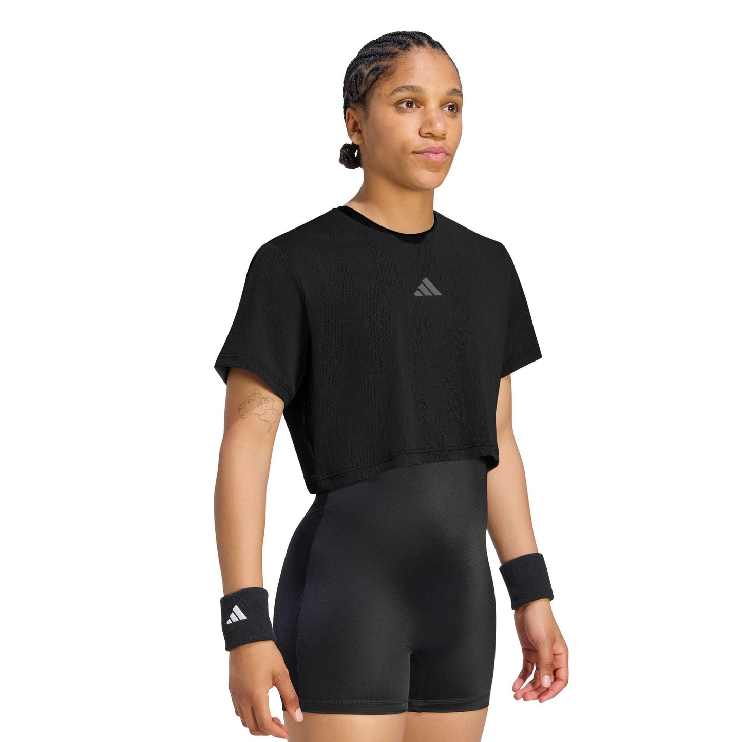 adidas Pro Crop T-Shirt Damen - schwarz adidas Pro Crop T-Shirt Damen - schwarz