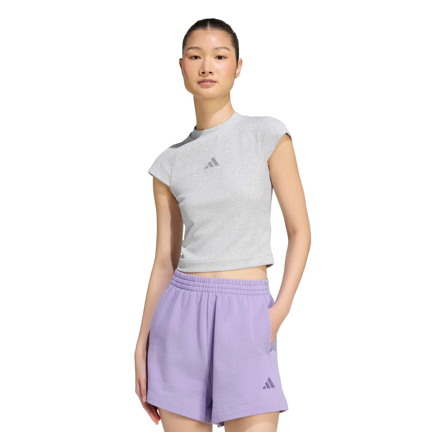 adidas Ribbed T-Shirt Damen - hellgrau adidas Ribbed T-Shirt Damen - hellgrau