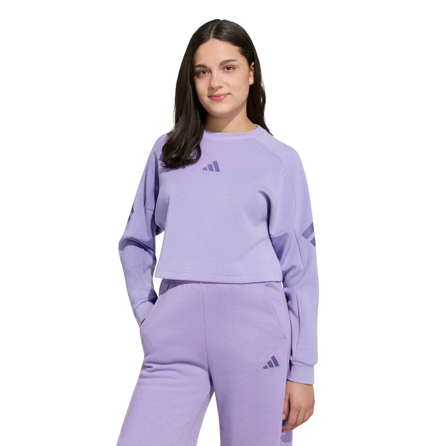 adidas 3Stripes Crew Crop Sweatshirt Kinder - flieder adidas 3Stripes Crew Crop Sweatshirt Kinder - flieder