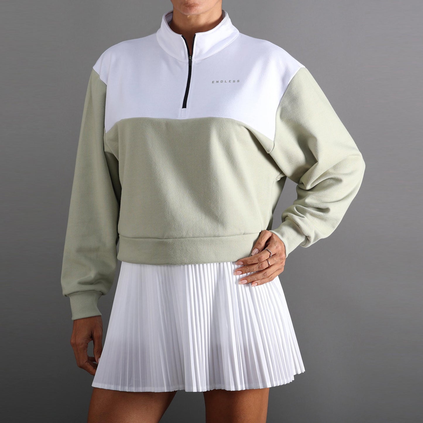 Endless VIBE Sweatshirt Damen - weiß, oliv Endless VIBE Sweatshirt Damen - weiß, oliv