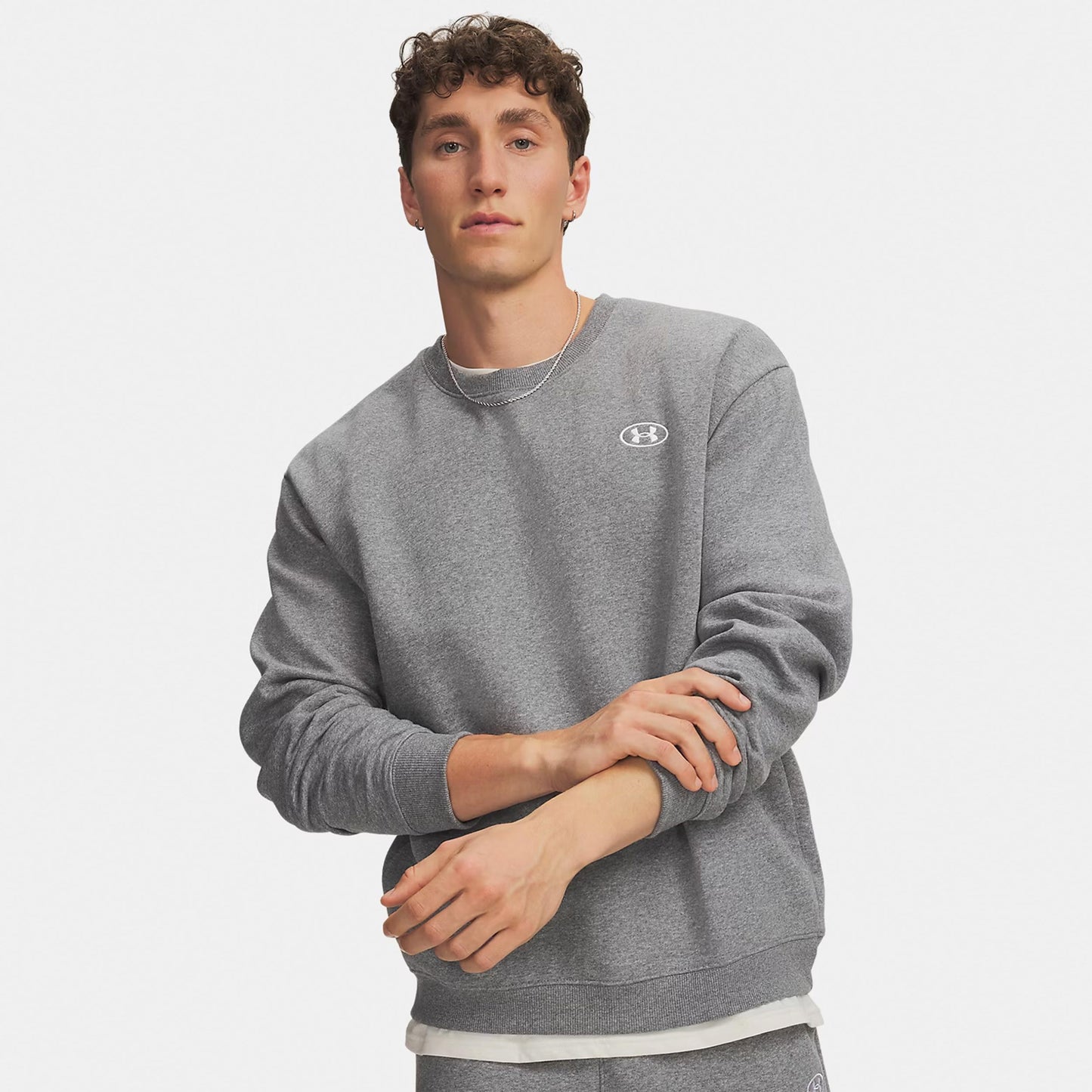 Under Armour Rival Fleece Crew Sweatshirt Herren - grau, weiß Under Armour Rival Fleece Crew Sweatshirt Herren - grau, weiß