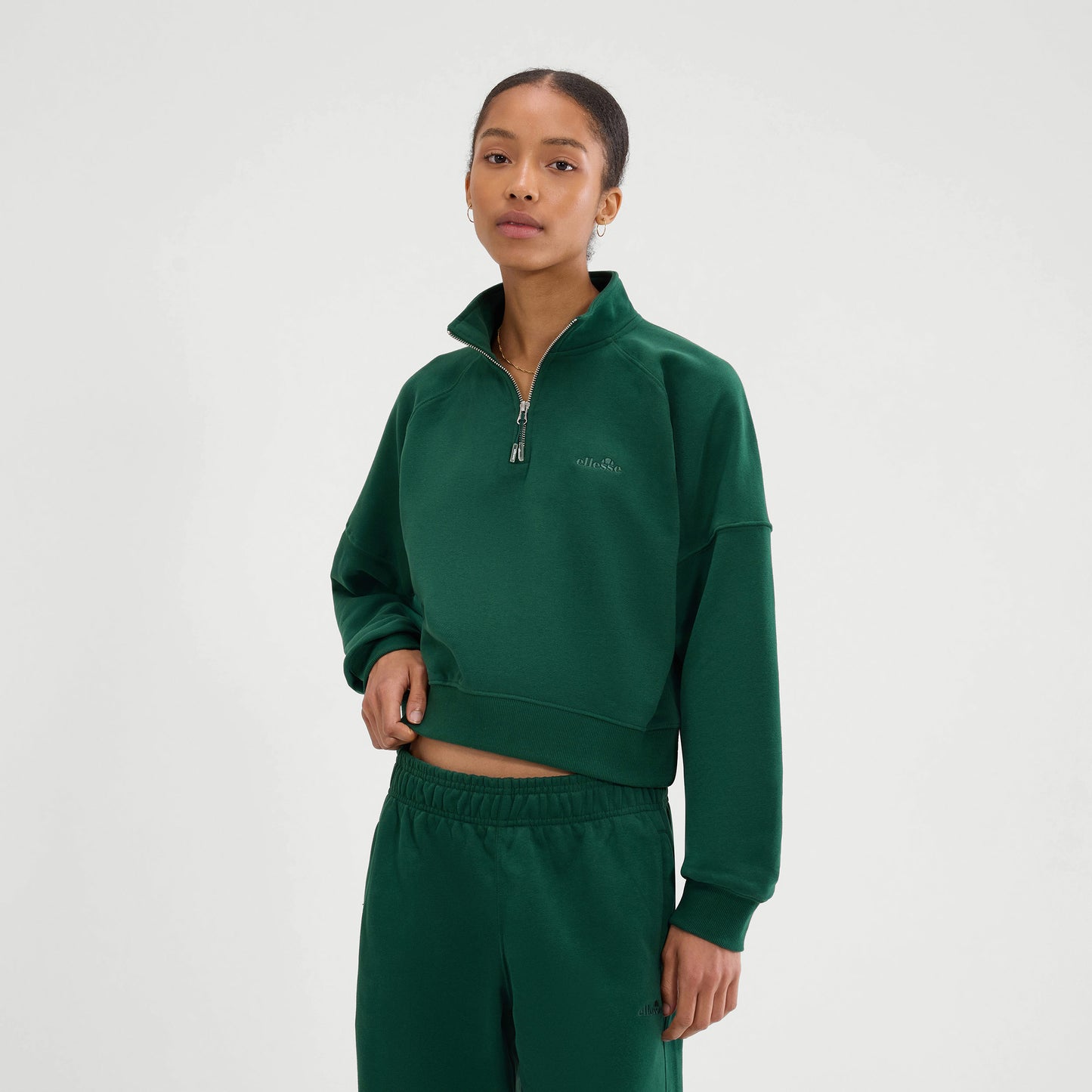 Ellesse Carrera 1/4 Zip Sweatshirt Damen - dunkelgrün