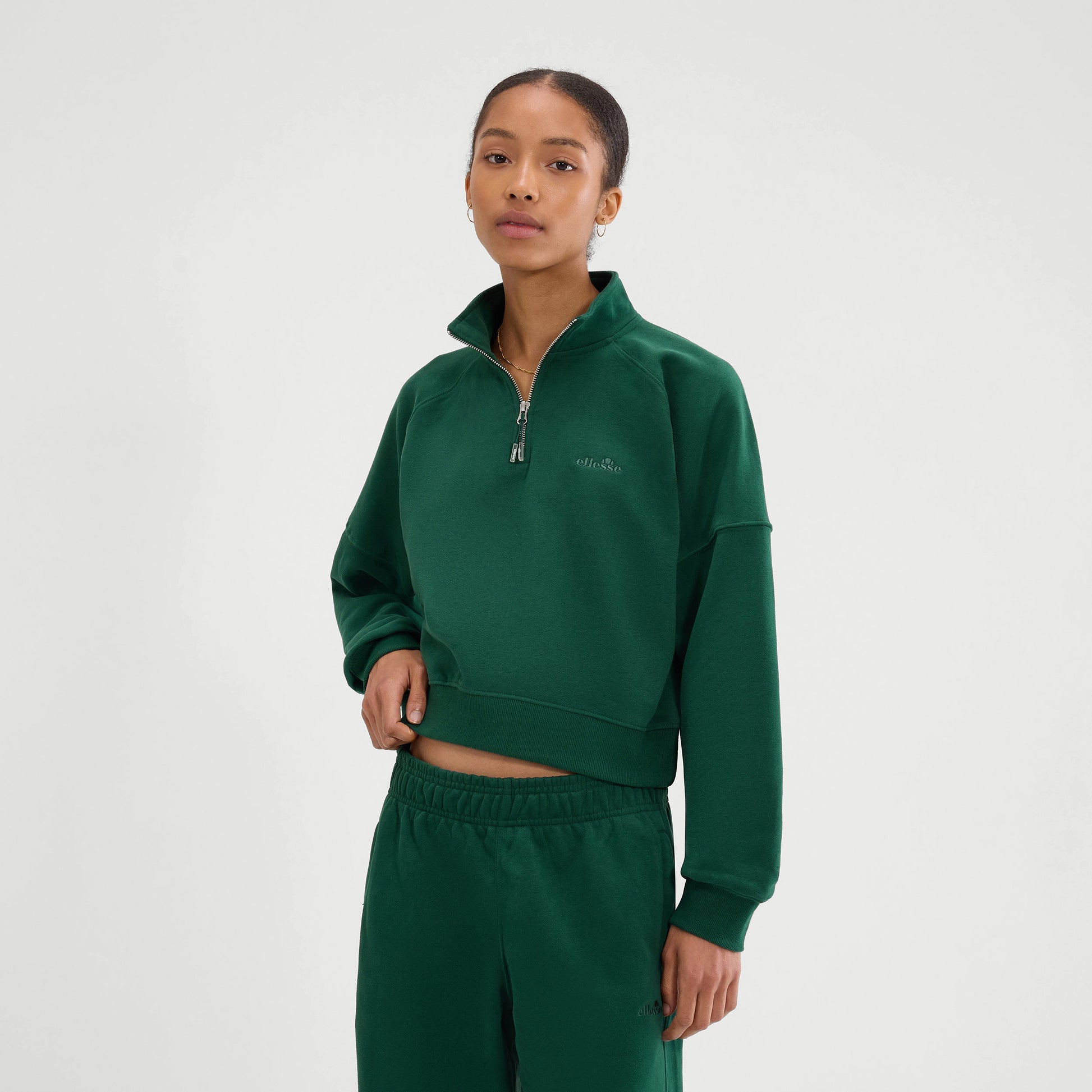 Ellesse Carrera 1/4 Zip Sweatshirt Damen - dunkelgrün