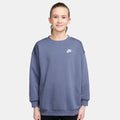 Sportswear Club Fleece Oversized Crew Sweatshirt Mädchen - blaugrau, weiß