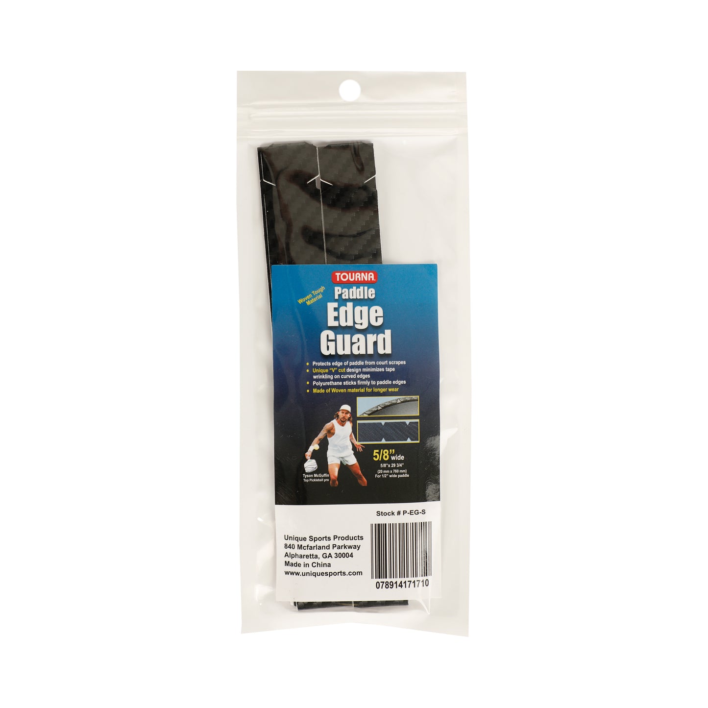 Tourna Padel Edge Guard Wooven 15mm Pickleball Rahmenschutzband-Schwarz