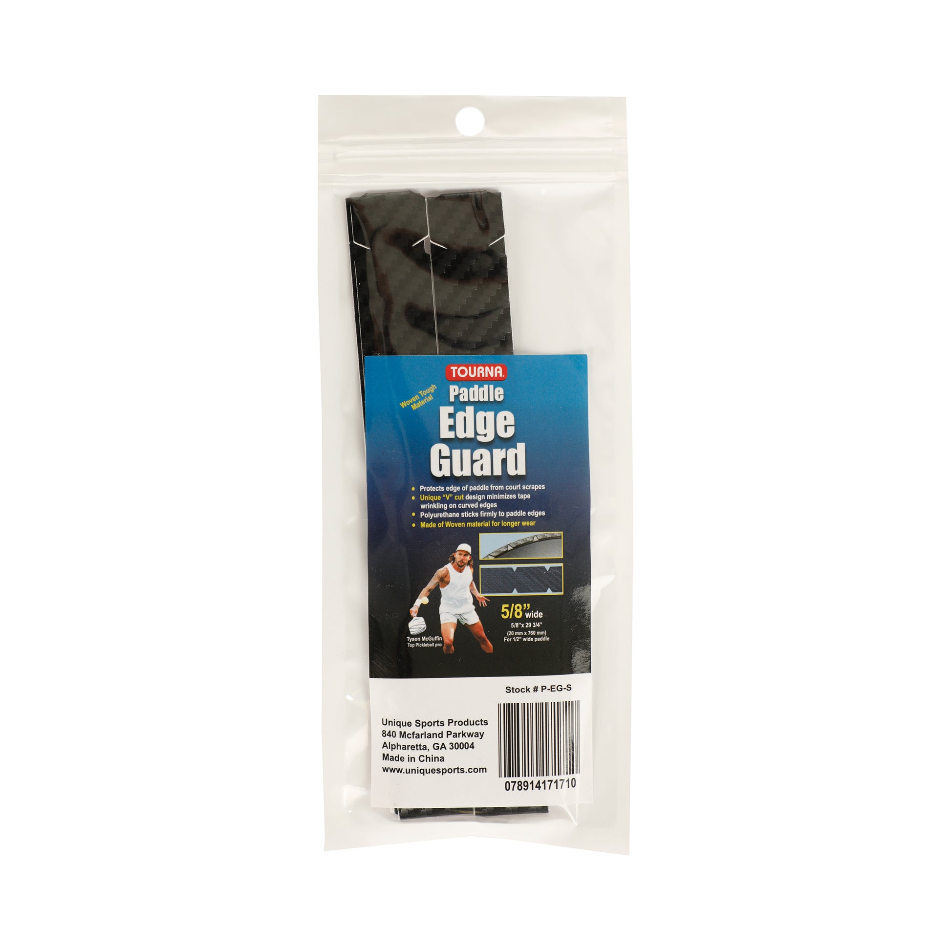 Tourna Padel Edge Guard Wooven 15mm Pickleball Rahmenschutzband-Schwarz
