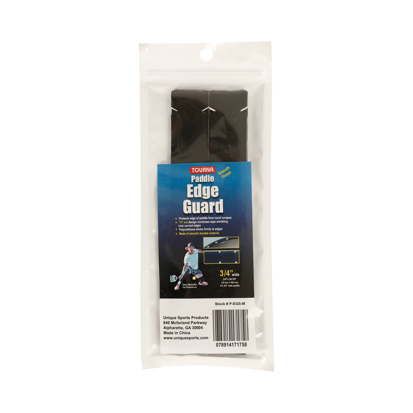 Tourna Padel Edge Guard 16mm Pickleball Rahmenschutzband-Schwarz