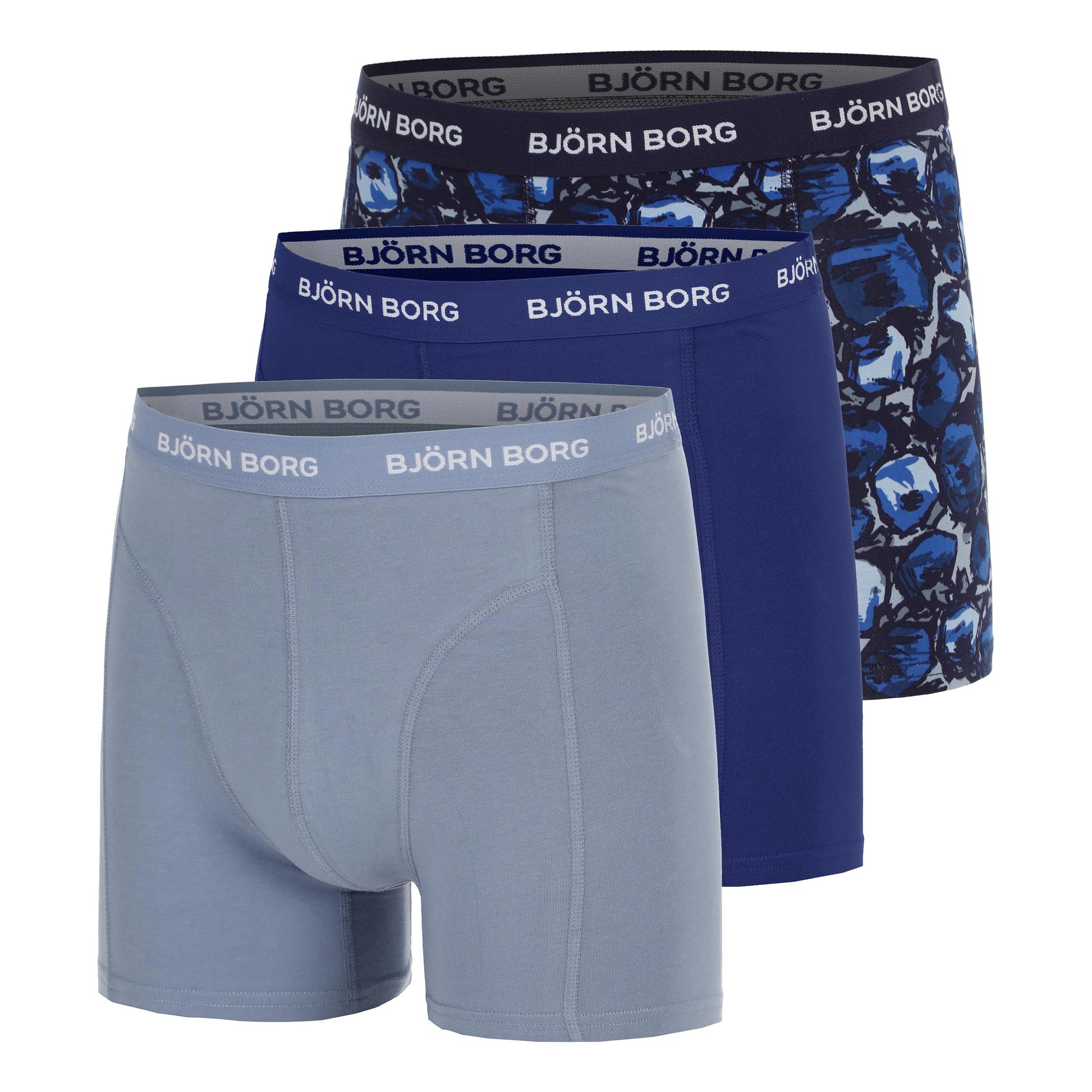 Björn Borg Cotton Stretch Boxer Short 3er Pack Herren - blaugrau, blau