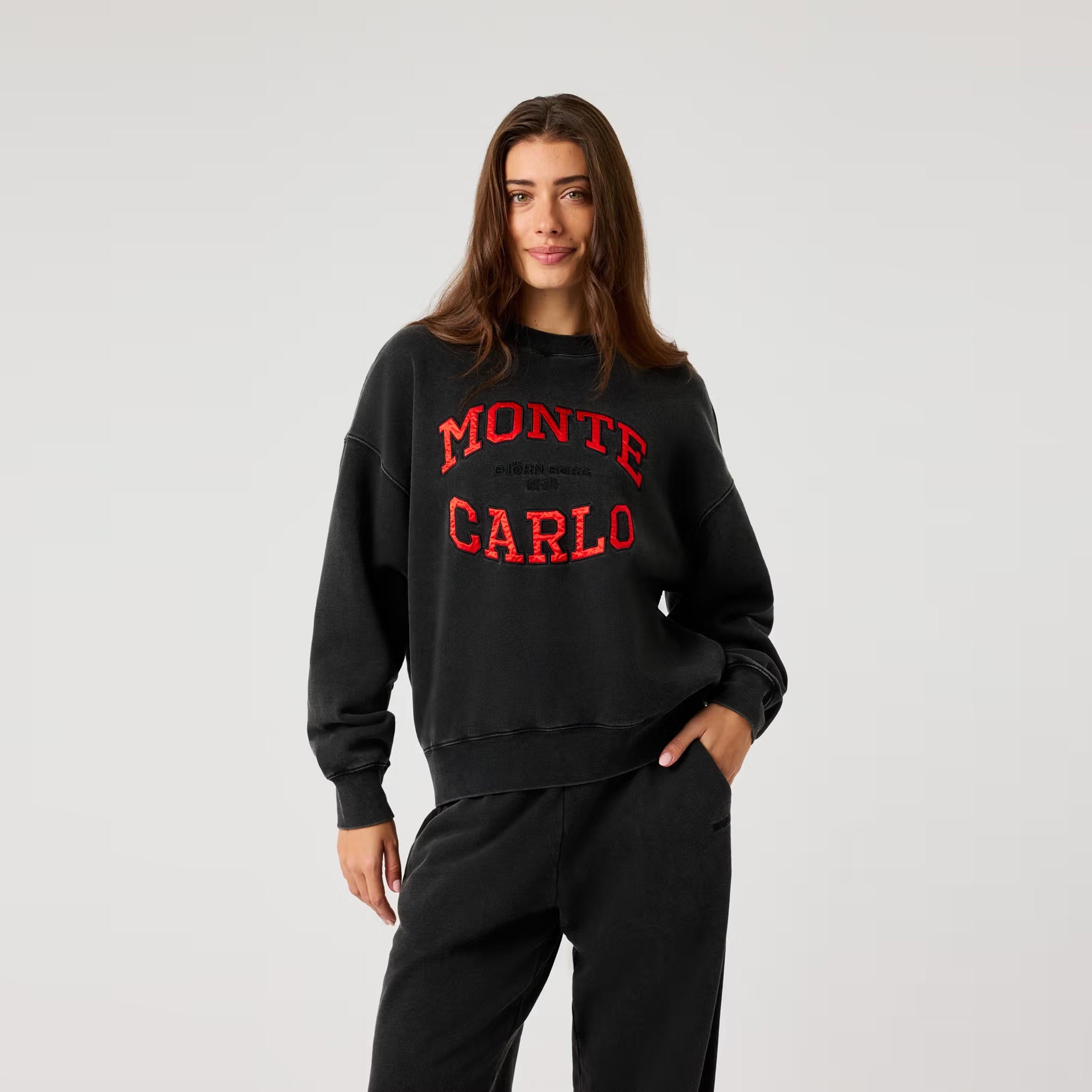Björn Borg Studio Oversized Sweatshirt Damen - schwarz, rot