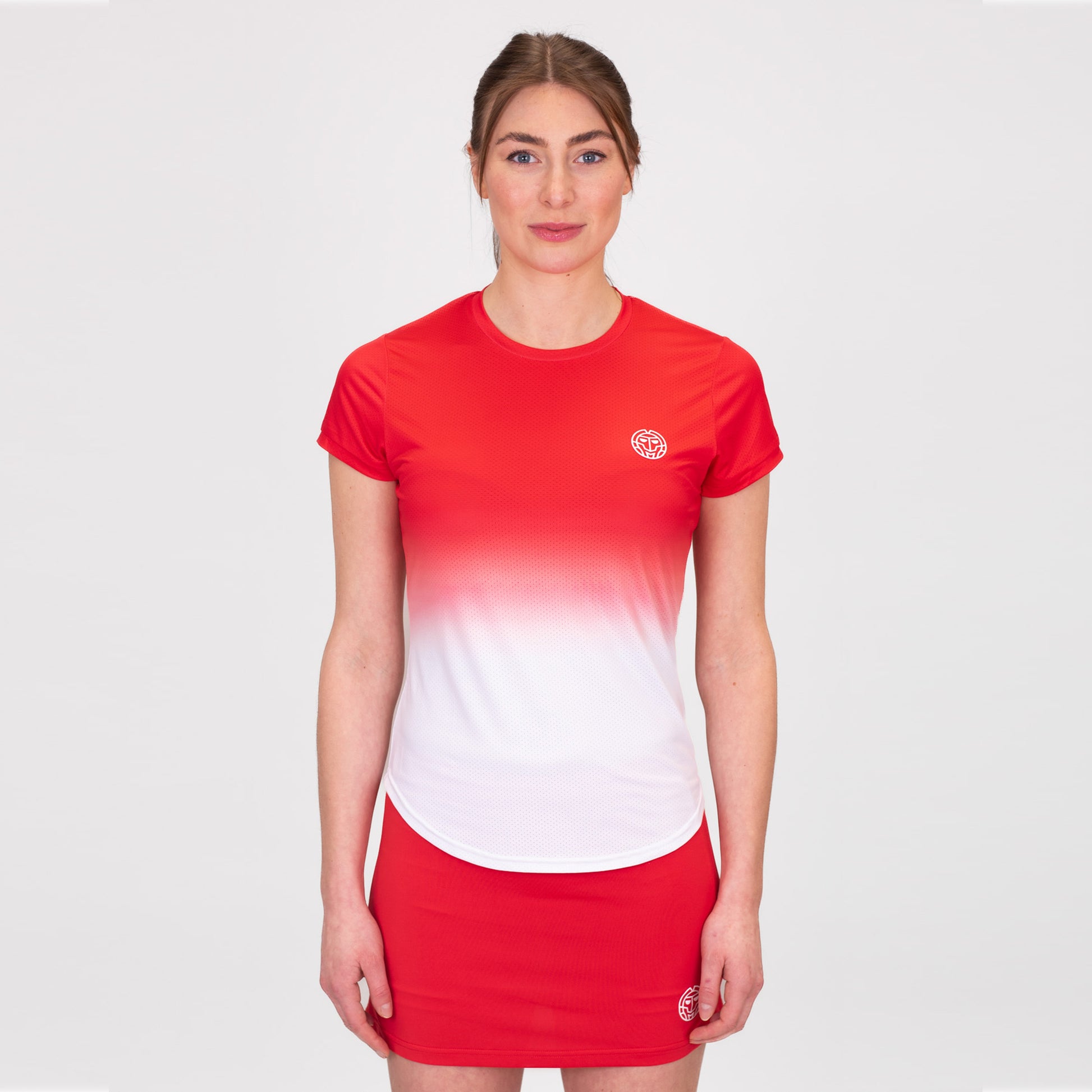 BIDI BADU Crew Gradiant T-Shirt Damen-Rot,Weiß