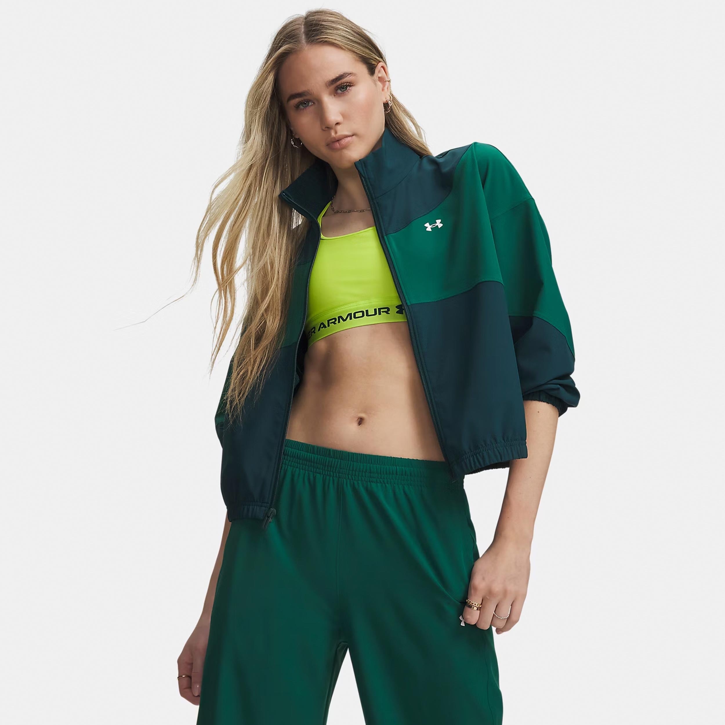 Under Armour Rival Woven Trainingsjacke Damen - grün