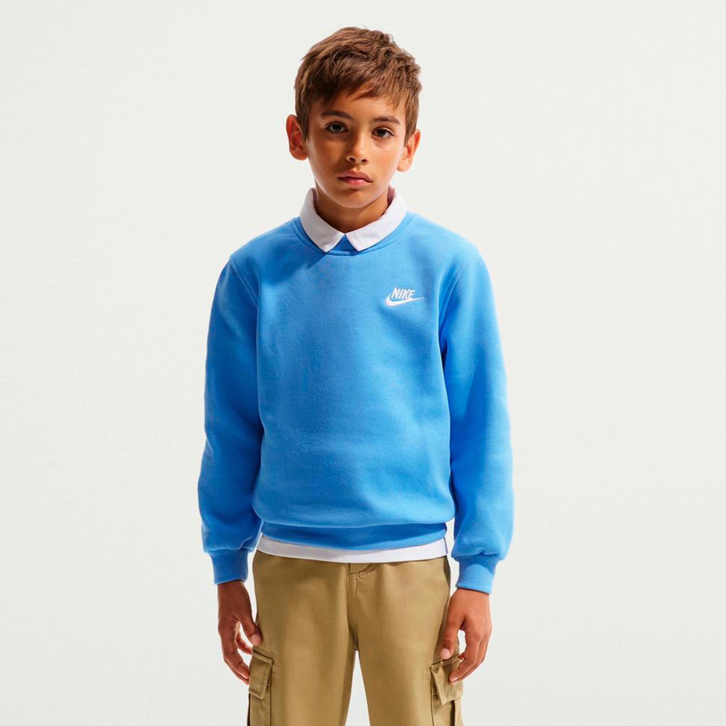 Nike Club Fleece Sweatshirt Kinder-hellblau