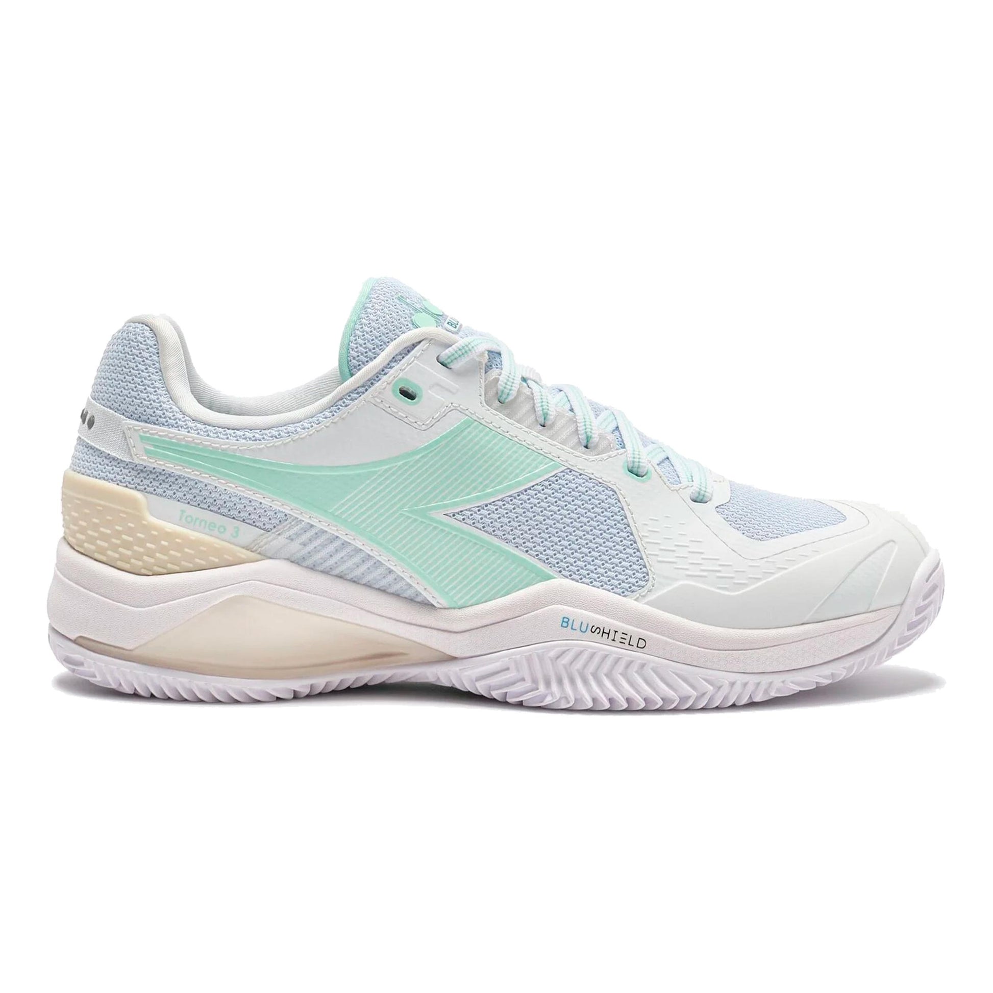 Diadora Blushield Torneo 3 Sandplatzschuh Damen-weiß, grün